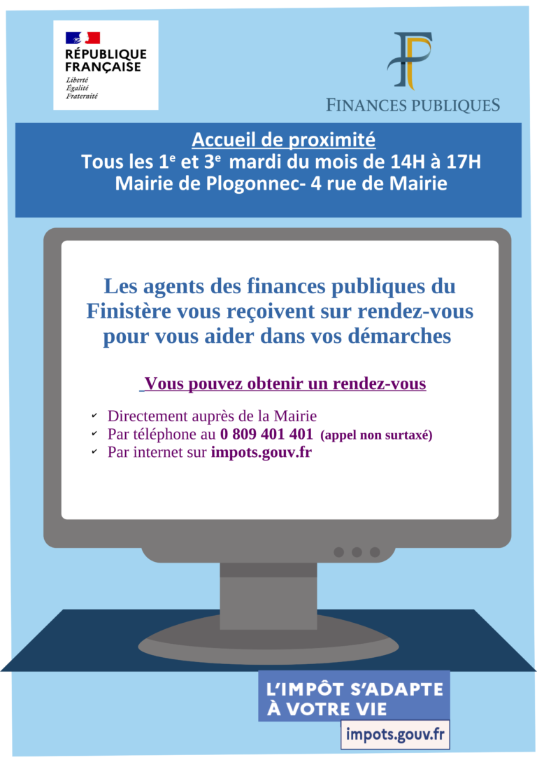 Affiche de l'accueil de proximité finances publiques à Plogonnec