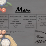 Menus du restaurant scolaire ( du 14 au 18 octobre 2024)