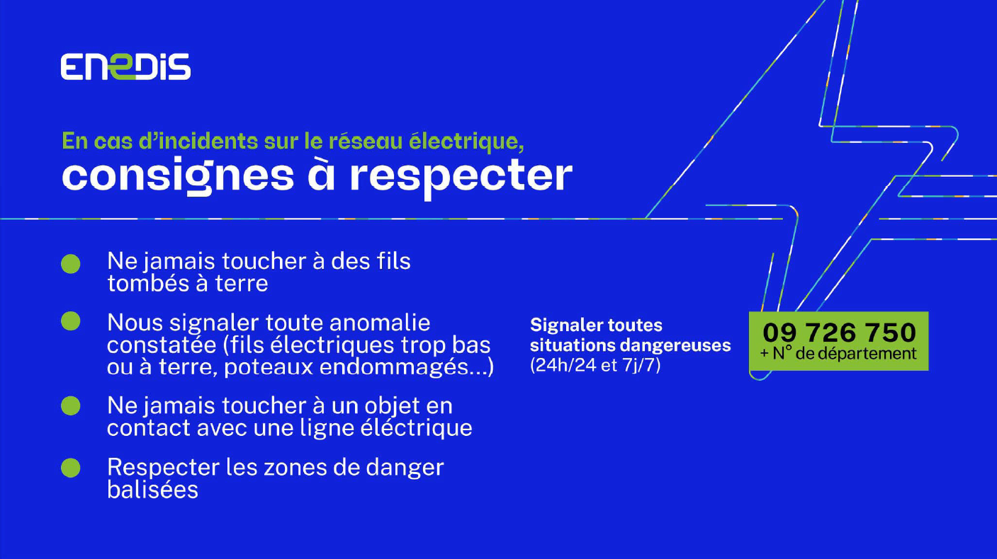 Consigne à respecter en cas d'incident sur le réseau électrique Enedis