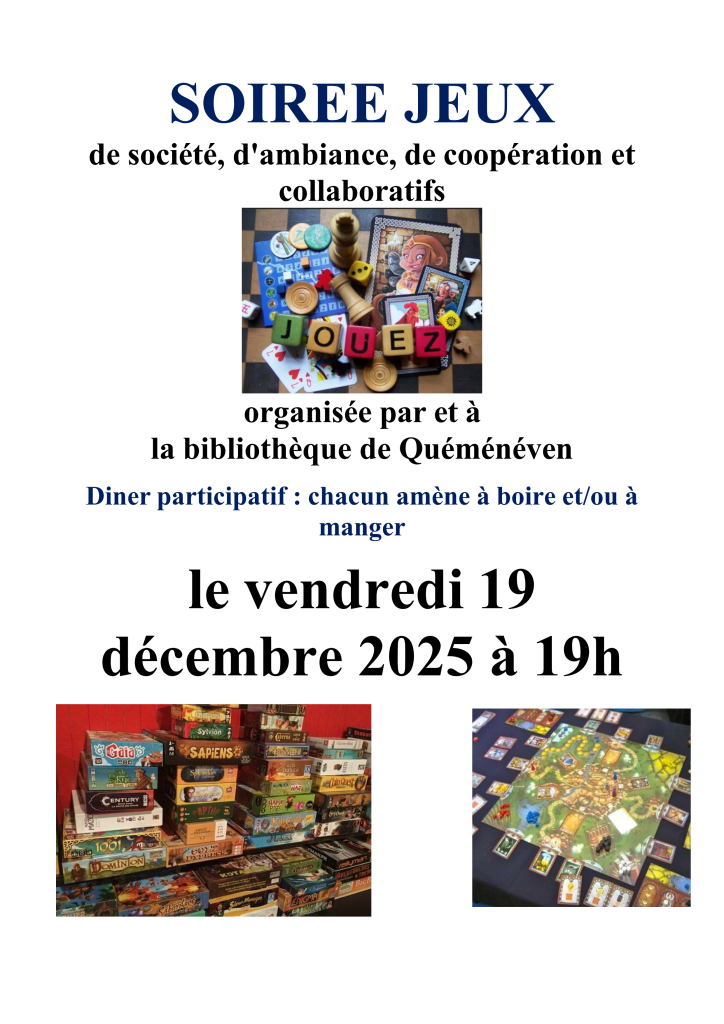 Soirée jeux à la bibliothèque @ Bibliothèque de Quéménéven