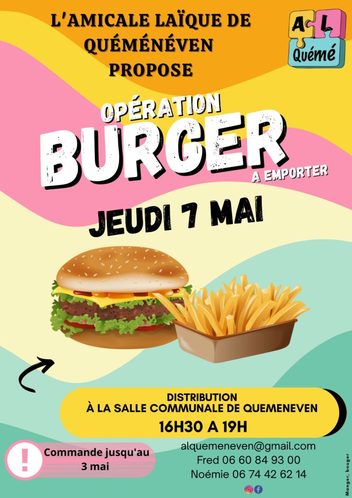 L'Amicale Laïque : Opération Burger à emporter @ Salle Municipale