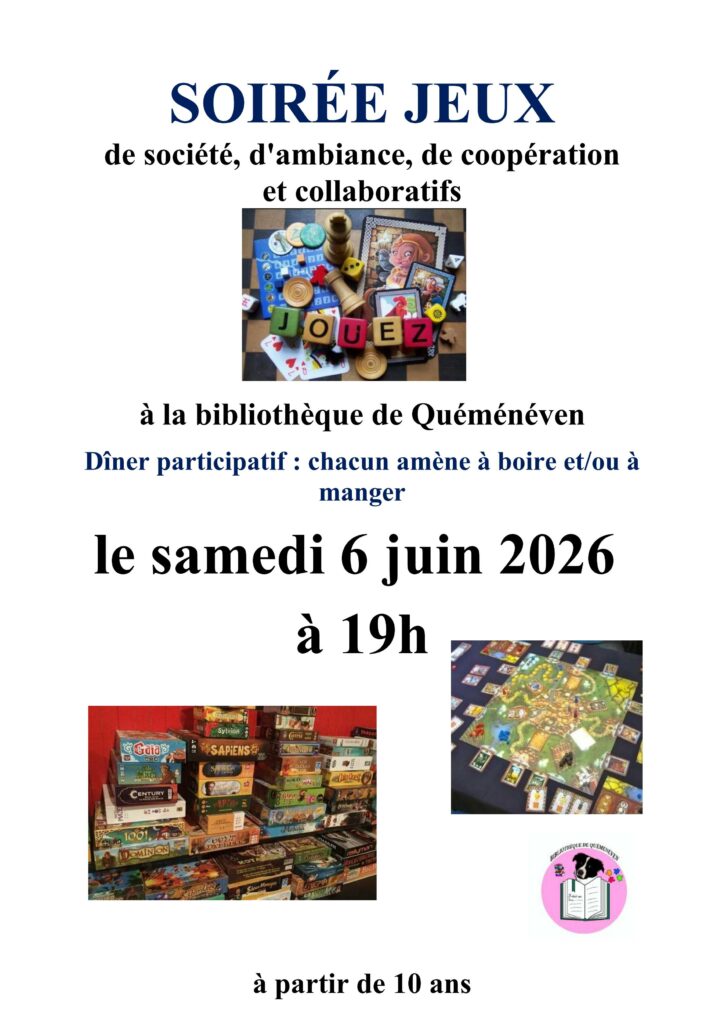 Bibliothèque : Soirée jeux @ Bibliothèque de Quéménéven